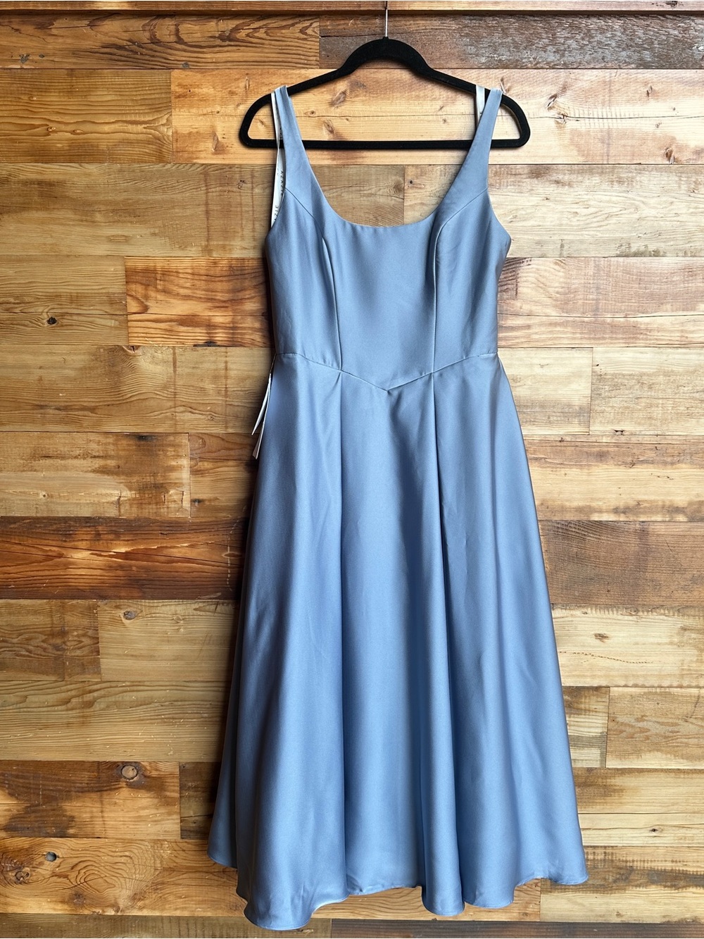 NWT Azazie Atelier Olivia Scoop Neck Light Blue Satin Dress Size 8